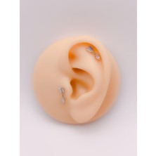 Cerrrahi Çelik Piercing ( Pirsing ) Zirkon Taşlı Ok Tragus Helix Piercing (1ADET)
