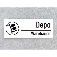 Ofis Oda Kapı Isimliği Yönlendirme Tabelası 26X10CM Beyaz ( Depo )