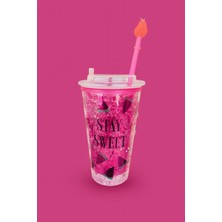 Mr Işıklı Eğlenceli Pipetli Bardak 500 ml – Renkli Tasarım & Soğuk Içecekler Için