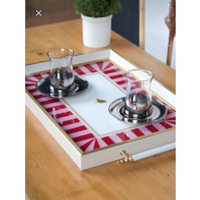 Lüks Çay Tepsisi 6 Kişilik, Sunum Tepsisi 30*42 cm