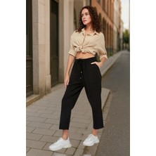 Kapri Eşofman Hambez Rahat Kalıp Yazlık Beli Lastikli Keten Görünümlü