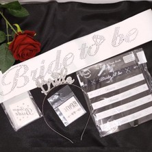 Lüks Bride Tobe 5 Li Taşlı Taç Set Bekarlığa Veda Parti Seti Süsü