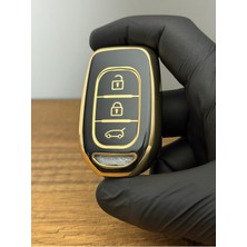 3 Düğmeli Siyah Silikon Anahtar Kılıfı, Koruma ve Şık Tasarım