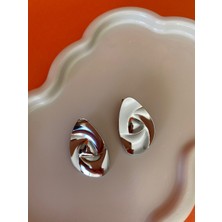 Xuping Oval Büyük Plaka Silver Küpe