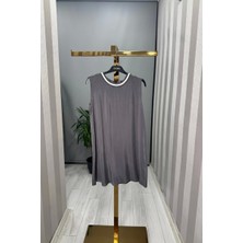 Miss Dalida Yakası Çizgi Detaylı Kolsuz Cupro Tunik Antrasit T25Y-6045