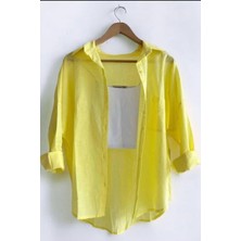 Sarı Keten Oversize Gömlek