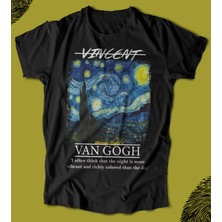 Butişört 'vincent Van Gogh - Starry Night - Yıldızlı Gece'  Baskılı 'regular-Fit' Unisex Tişört