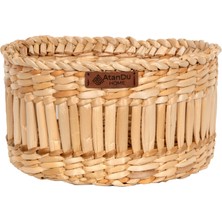 Atandu Home %100 El Yapımı Doğal Hasır Sepet | 20X12 cm Çok Amaçlı Organizer | Mutfak, Salon, Yatak Odası Düzenleyici