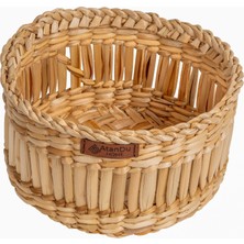 Atandu Home %100 El Yapımı Doğal Hasır Sepet | 20X12 cm Çok Amaçlı Organizer | Mutfak, Salon, Yatak Odası Düzenleyici