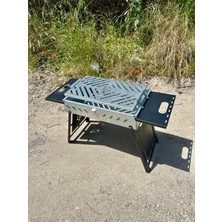 Katlanır Mangal Sehpalı Ayaklı Galvaniz Mangal 50X30 cm
