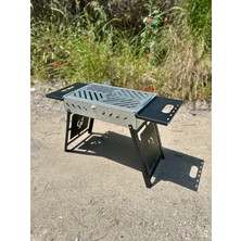 Katlanır Mangal Sehpalı Ayaklı Galvaniz Mangal 50X30 cm