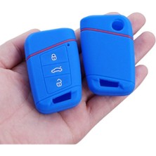 Mavi Silikon Anahtar Kılıfı Passat B8 ve Superb Için, Şık ve Koruyucu Tasarım