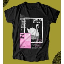 Butişört 'swan - Kuğu -  Enjoy The Silence‘  Baskılı 'regular-Fit' Unisex Tişört