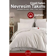 Saten Çizgili Çift Kişilik Lüks Nevresim Takımı Set 200X200 cm