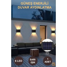 Güneş Enerjili Dekoratif Aplik Işık, Su Geçirmez, 6 Led, Sarı Günışığı