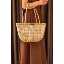 Atandu Home El Yapımı Doğal Hasır Kol Çantası – 40X25 cm | Şık, Geniş ve Çok Amaçlı Kullanım