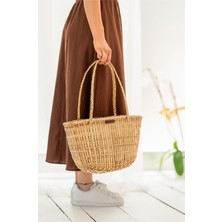 Atandu Home El Yapımı Doğal Hasır Kol Çantası – 40X25 cm | Şık, Geniş ve Çok Amaçlı Kullanım