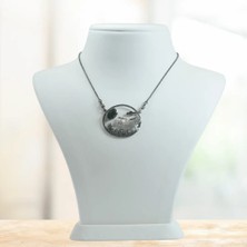 Opal Taşı Gümüş Kolye Leylek Figürlü (Özel Seri)