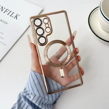 Samsung Galaxy S25 Ultra Kılıf Kamera Lens Korumalı Renkli Magsafe Şeffaf Silikon Gold