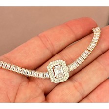 Luxury Steel Baget Taşlı Gold Renk Çelik Bileklik