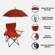 Şemsiyeli Katlanabilir Kamp Sandalyesi – Taşınabilir Gölgelikli Kamp, Plaj Koltuğu