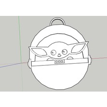 BYR Bebek Yoda Keychain/ Noel Ağacı Dekorasyonu (Sadece Plastik Aparattır!!!) 3D
