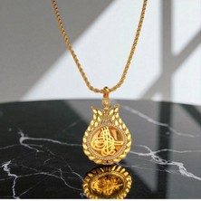 Kadın 22 Ayar Altın Kaplama Lale Figürlü Osmanlı Tuğrası Kolye