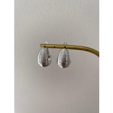 Xuping Çizigili Bombeli Silver Halka Küpe