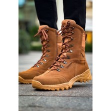 J051 Scalatore Bağcıklı Fermuarlı Ortopedik Taban Günlük Süet Erkek Askeri Postal Bot Stt Taba