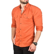 Deepsea Slim Fit Dar Kesim Pamuklu Spor Gömlek Çıtçıtlı Likralı Gabardin Gömlek 2300421