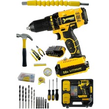 58V 8AH Çift Akülü Turbo Matkap Seti, 99 Parça, Güçlü ve Kullanışlı Araç Seti