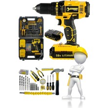 58V 8AH Çift Akülü Darbeli Turbo Matkap Seti, 99 Parça, Güç ve Çok Yönlülük