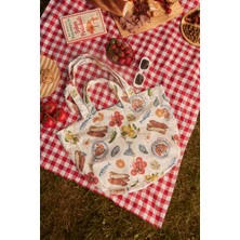 Buly Soleıl Baskılı Tote Bez Çanta COT Ekru Renkli Geniş Hacimli Ergonomik Tasarım