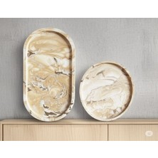 2'li Traverten Desen Tepsi