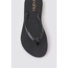 Havana  Siyah Simli Bayan Parmak Arası Terlik