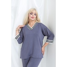 Şuranur Şeritli Takım Oysho Modal Kumaş Şeritli Yumuşak Dokulu M-6xl