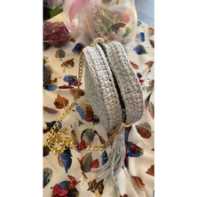 Gri Penye Ip El Örgüsü Makaron Çanta, Şık ve Kullanışlı El Yapımı Tasarım