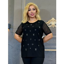 Bluz, Pamuklu,tişört,tur Kolu,yüksek Kaliteli,siyah,günlük,kısa Kollu,baskılı Taş,desenli