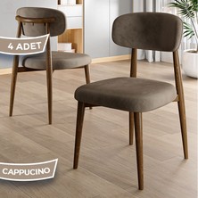 Laos Serisi 4 Adet Cappucino Mutfak Sandalyesi Ahşap Kaplama 1. Sınıf Babyface Kumaş