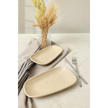 Keramika Mat Krem Tetra Kayık Tabak 21 cm 2 Adet 039
