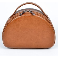 Kahverengi Deri Makyaj Çantası ve Organizer, Şık ve Pratik Kozmetik Saklama Seti