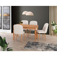 Yuvaset Home Uyar Kayın Kaplama 4 Adet Vegas Sandalye 160+30 Eliz Açılabilir Masa Takımı