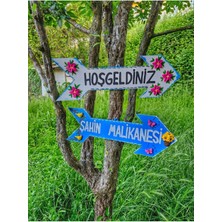 Serenity Haven 50 cm Ahşap Ok Seti, Bahçe Dekoru, Doğa Temalı Çift Parça Mavi