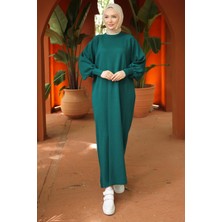 Balon Kol Triko Elbise Zümrüt HM2522