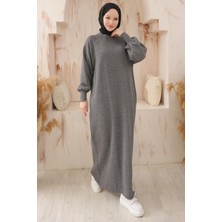 Balon Kol Triko Elbise Füme HM2522