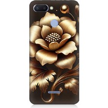 Xiaomi Redmi 6 Uyumlu Altın Işıklı Zarif Çiçek  Desenli Silikon Kılıf