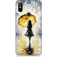 Xiaomi Redmi Note 5 Pro Uyumlu Yağmurda Sarı Şemsiye Altında  Desenli Silikon Kılıf