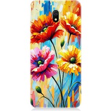 Xiaomi Redmi 8A Uyumlu Bahar Esintisinde Renkli Papatyalar  Desenli Silikon Kılıf