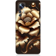 Xiaomi Mi 12 Uyumlu Altın Işıklı Zarif Çiçek  Desenli Silikon Kılıf