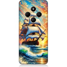 Xiaomi Redmi 14C Uyumlu Fırtınada Yelkenli Gücü  Desenli Silikon Kılıf